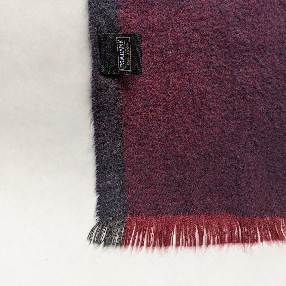 Jos A Bank Purple Grey Stripe Red Frayed Hem Scarf - Picture 3 of 6